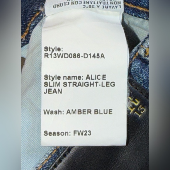 R13 ALICE SLIM STRAIGHT LEG JEANS IN AMBER BLUE - Picture 7 of 10